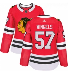 Womens Adidas Chicago Blackhawks 57 Tommy Wingels Authentic Red Home NHL Jersey 