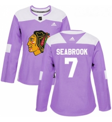Womens Adidas Chicago Blackhawks 7 Brent Seabrook Authentic Purple Fights Cancer Practice NHL Jersey 