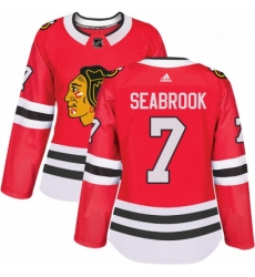 Womens Adidas Chicago Blackhawks 7 Brent Seabrook Authentic Red Home NHL Jersey 