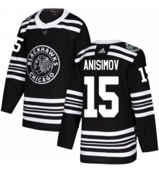 Youth Adidas Chicago Blackhawks 15 Artem Anisimov Authentic Black 2019 Winter Classic NHL Jersey 