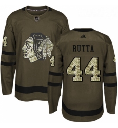 Youth Adidas Chicago Blackhawks 44 Jan Rutta Authentic Green Salute to Service NHL Jersey 