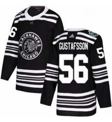 Youth Adidas Chicago Blackhawks 56 Erik Gustafsson Authentic Black 2019 Winter Classic NHL Jersey 