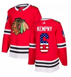 Youth Adidas Chicago Blackhawks 6 Michal Kempny Authentic Red USA Flag Fashion NHL Jersey 