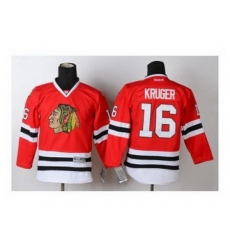 Youth nhl jerseys chicago blackhawks #16 kruger red[kruger]