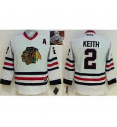 youth nhl jerseys chicago blackhawks #2 keith white[2015 Stanley cup champions][patch A]