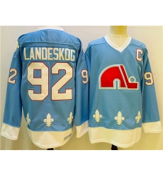Men Colorado Avalanche 92 Gabriel Landeskog Blue Stitched Jersey