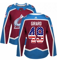 Womens Adidas Colorado Avalanche 49 Samuel Girard Authentic Burgundy Red USA Flag Fashion NHL Jersey 