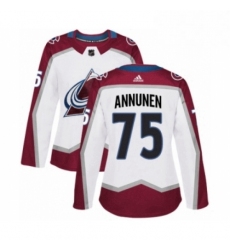 Womens Adidas Colorado Avalanche 75 Justus Annunen Authentic White Away NHL Jersey 