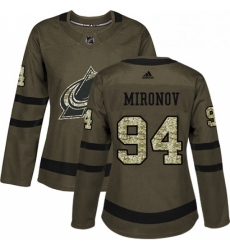 Womens Adidas Colorado Avalanche 94 Andrei Mironov Authentic Green Salute to Service NHL Jersey 