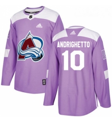 Youth Adidas Colorado Avalanche 10 Sven Andrighetto Authentic Purple Fights Cancer Practice NHL Jersey 