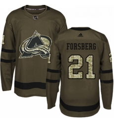 Youth Adidas Colorado Avalanche 21 Peter Forsberg Authentic Green Salute to Service NHL Jersey 