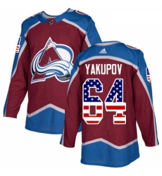 Youth Adidas Colorado Avalanche 64 Nail Yakupov Authentic Burgundy Red USA Flag Fashion NHL Jersey 