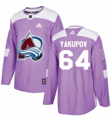 Youth Adidas Colorado Avalanche 64 Nail Yakupov Authentic Purple Fights Cancer Practice NHL Jersey 
