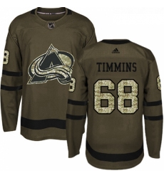 Youth Adidas Colorado Avalanche 68 Conor Timmins Authentic Green Salute to Service NHL Jersey 