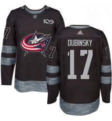 Mens Adidas Columbus Blue Jackets 17 Brandon Dubinsky Authentic Black 1917 2017 100th Anniversary NHL Jersey 