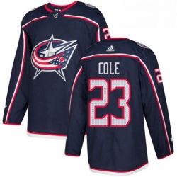 Mens Adidas Columbus Blue Jackets 23 Ian Cole Authentic Navy Blue Home NHL Jersey 