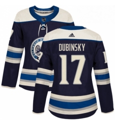 Womens Adidas Columbus Blue Jackets 17 Brandon Dubinsky Authentic Navy Blue Alternate NHL Jersey 