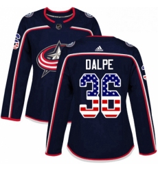 Womens Adidas Columbus Blue Jackets 36 Zac Dalpe Authentic Navy Blue USA Flag Fashion NHL Jersey 