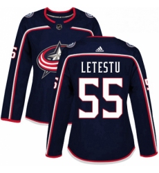 Womens Adidas Columbus Blue Jackets 55 Mark Letestu Authentic Navy Blue Home NHL Jersey 