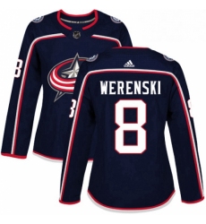 Womens Adidas Columbus Blue Jackets 8 Zach Werenski Premier Navy Blue Home NHL Jersey 