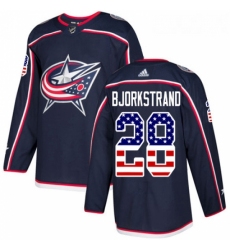 Youth Adidas Columbus Blue Jackets 28 Oliver Bjorkstrand Authentic Navy Blue USA Flag Fashion NHL Jersey 