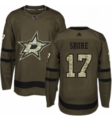 Mens Adidas Dallas Stars 17 Devin Shore Authentic Green Salute to Service NHL Jersey 