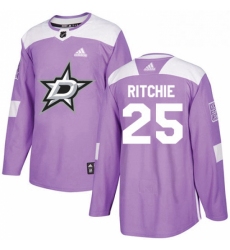 Mens Adidas Dallas Stars 25 Brett Ritchie Authentic Purple Fights Cancer Practice NHL Jersey 
