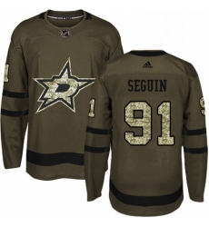 Mens Adidas Dallas Stars 91 Tyler Seguin Authentic Green Salute to Service NHL Jersey 