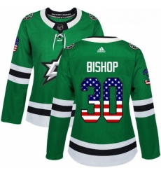 Womens Adidas Dallas Stars 30 Ben Bishop Authentic Green USA Flag Fashion NHL Jersey 