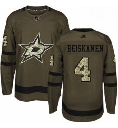 Youth Adidas Dallas Stars 4 Miro Heiskanen Premier Green Salute to Service NHL Jersey 