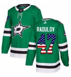 Youth Adidas Dallas Stars 47 Alexander Radulov Authentic Green USA Flag Fashion NHL Jersey 