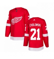 Mens Adidas Detroit Red Wings 21 Dennis Cholowski Authentic Red Home NHL Jersey 