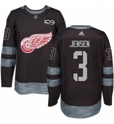 Mens Adidas Detroit Red Wings 3 Nick Jensen Authentic Black 1917 2017 100th Anniversary NHL Jersey 