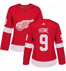 Womens Adidas Detroit Red Wings 9 Gordie Howe Premier Red Home NHL Jersey 