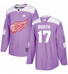 Youth Adidas Detroit Red Wings 17 David Booth Authentic Purple Fights Cancer Practice NHL Jersey 