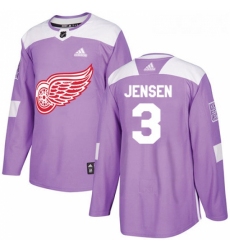 Youth Adidas Detroit Red Wings 3 Nick Jensen Authentic Purple Fights Cancer Practice NHL Jersey 