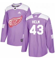 Youth Adidas Detroit Red Wings 43 Darren Helm Authentic Purple Fights Cancer Practice NHL Jersey 