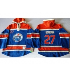 Edmonton Oilers #27 Boyd Gordon Light Blue Sawyer Hooded Sweatshirt Stitched NHL Jersey