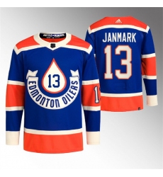 Men Edmonton Oilers 13 Mattias Janmark 2023 Royal Heritage Classic Primegreen Stitched Jersey