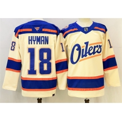 Men Edmonton Oilers 18 Zach Hyman Light Beige 2025 Alternate Stitched Hockey Jersey