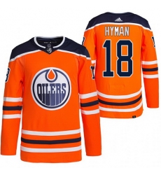 Men Edmonton Oilers 18 Zach Hyman Orange Stitched Jersey