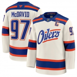 Men Edmonton Oilers 97 Connor McDavid Light Beige Alternate With C Patch Stitched Hockey Jersey