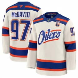 Men Edmonton Oilers 97 Connor McDavid Light Beige Alternate With C Patch Stitched Hockey Jersey