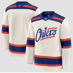 Men Edmonton Oilers Blank Light Beige Alternate Stitched Hockey Jersey