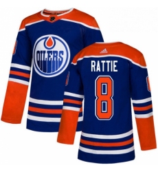 Mens Adidas Edmonton Oilers 8 Ty Rattie Premier Royal Blue Alternate NHL Jersey 