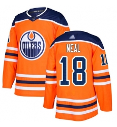 Oilers 18 James Neal Orange Home Authentic Stitched Hockey Jersey