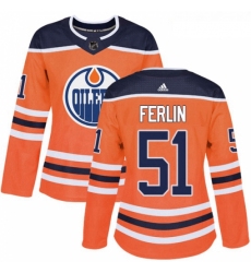 Womens Adidas Edmonton Oilers 51 Brian Ferlin Authentic Orange Home NHL Jersey 