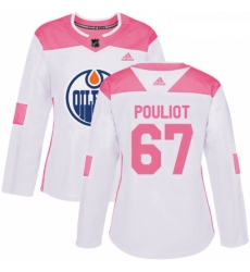 Womens Adidas Edmonton Oilers 67 Benoit Pouliot Authentic WhitePink Fashion NHL Jersey 