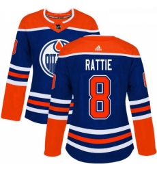 Womens Adidas Edmonton Oilers 8 Ty Rattie Authentic Royal Blue Alternate NHL Jersey 