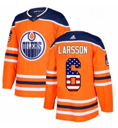 Youth Adidas Edmonton Oilers 6 Adam Larsson Authentic Orange USA Flag Fashion NHL Jersey 